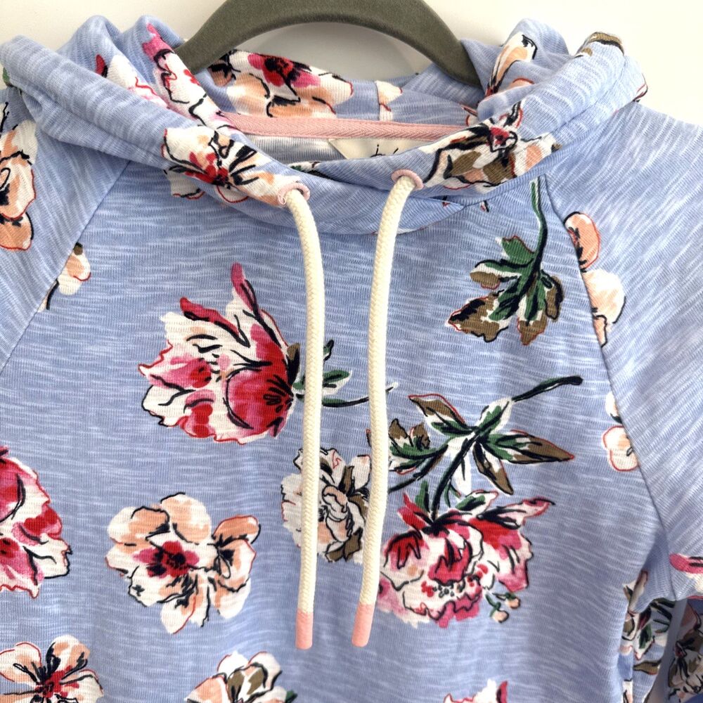 Joules Marlston Floral Roses Hoodie Sweatshirt Womens Sz 8 Blue Cottagecore Cute